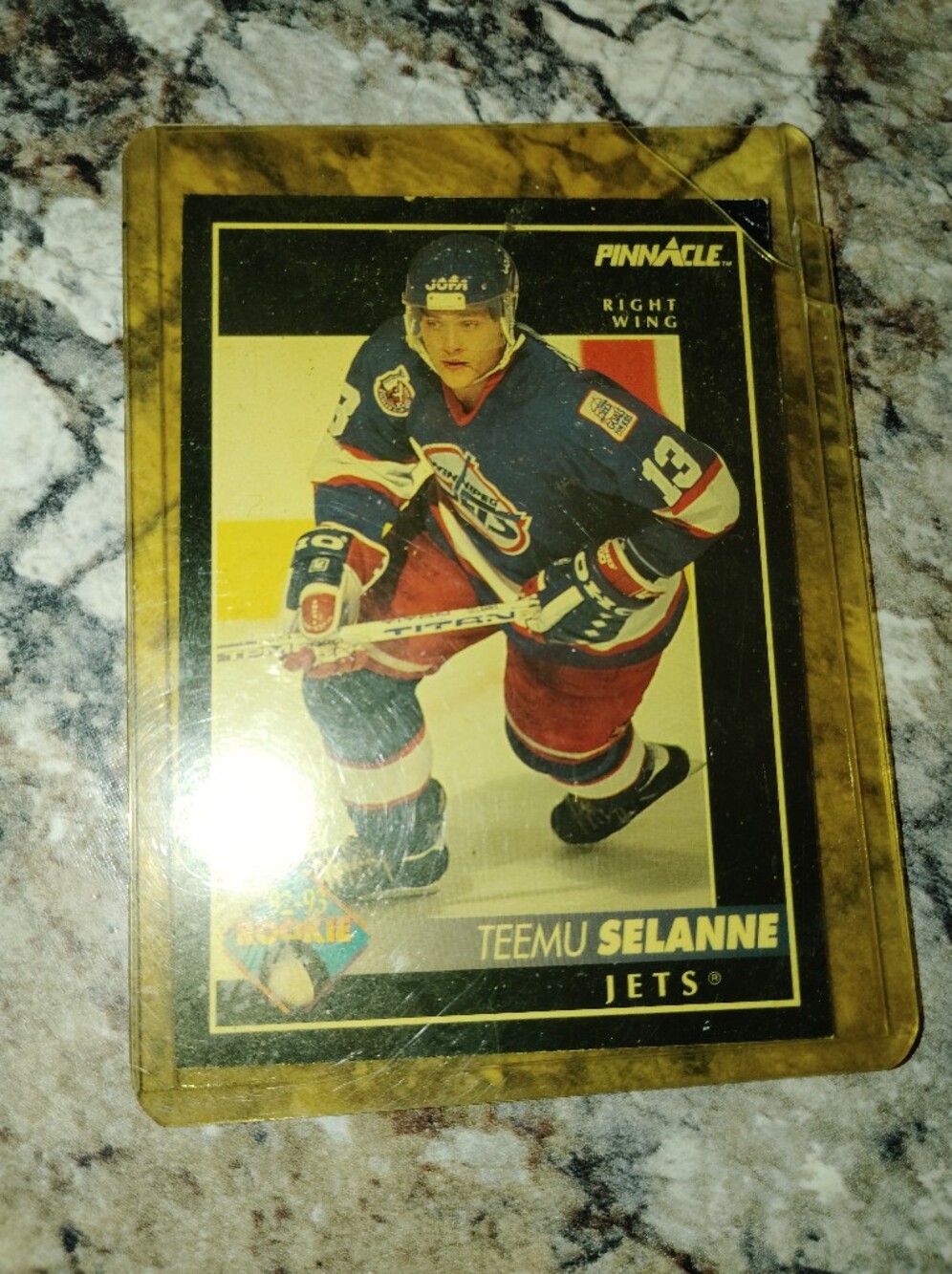 Teemu Selanne Hockey Rookie Trading Card - Green & Black